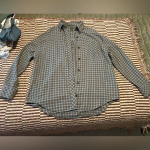 Wild Fable Olive Green and Blue Oversized Plaid Shirt